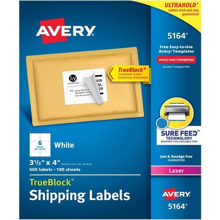 AVERY Label, Lsr, Shippng, 3.5X4,600 600PK AVE5164